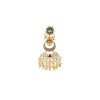 Gold Finish Choker Necklace Set With Kundan Enamel Floral Motifs And Green Red Accents