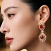 Ruby Red Statement Drop Earrings