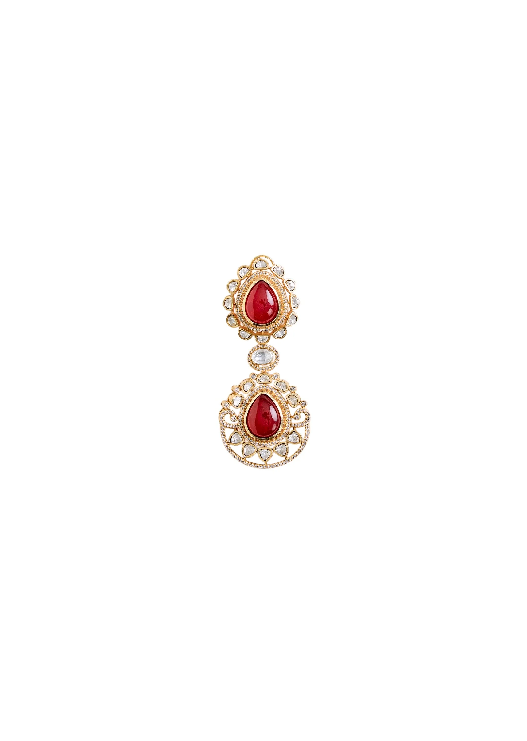 Ruby Red Statement Drop Earrings