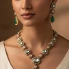 8531-gold-finish-kundan-long-necklace-set-with-central-emerald-drop-pendant-and-ruby-pearl-accents-1.webp Gold Finish Kundan Long Necklace Set With Central Emerald Drop Pendant And Ruby Pearl Accents