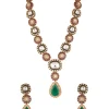 8531-gold-finish-kundan-long-necklace-set-with-central-emerald-drop-pendant-and-ruby-pearl-accents-2.webp Gold Finish Kundan Long Necklace Set With Central Emerald Drop Pendant And Ruby Pearl Accents