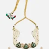 Emerald Stone Choker Set With Earrings