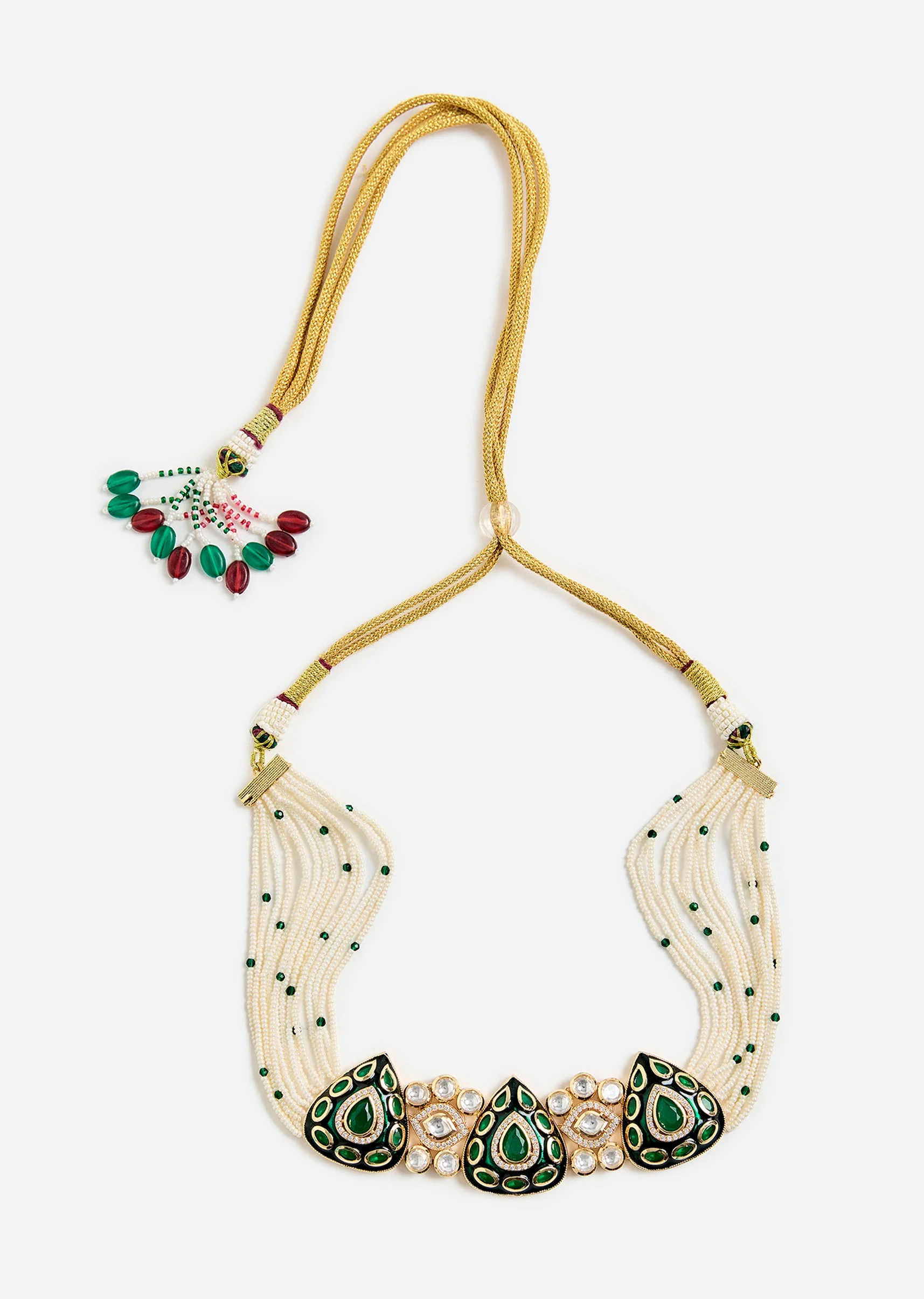 Emerald Stone Choker Set With Earrings