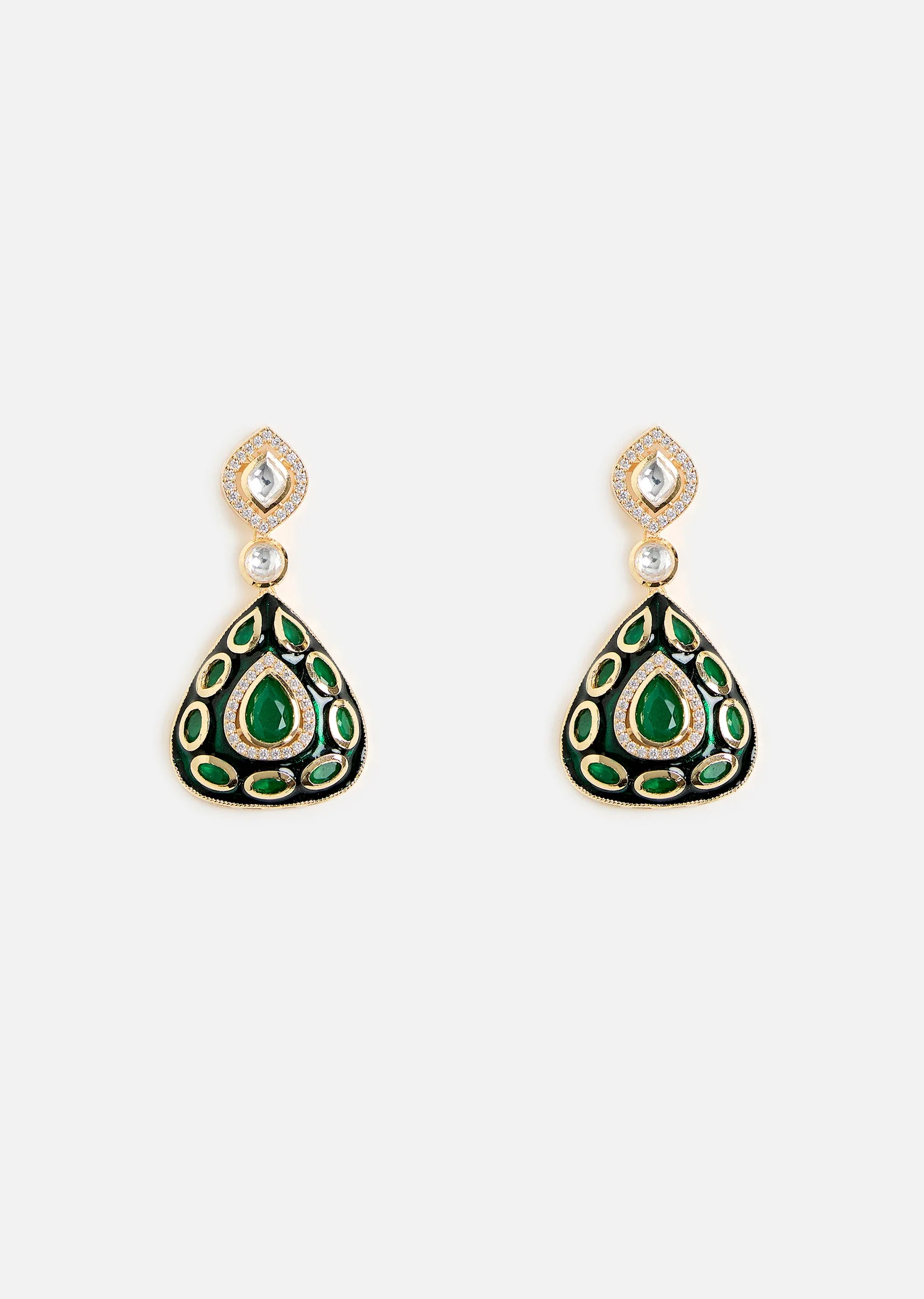 Emerald Stone Choker Set With Earrings