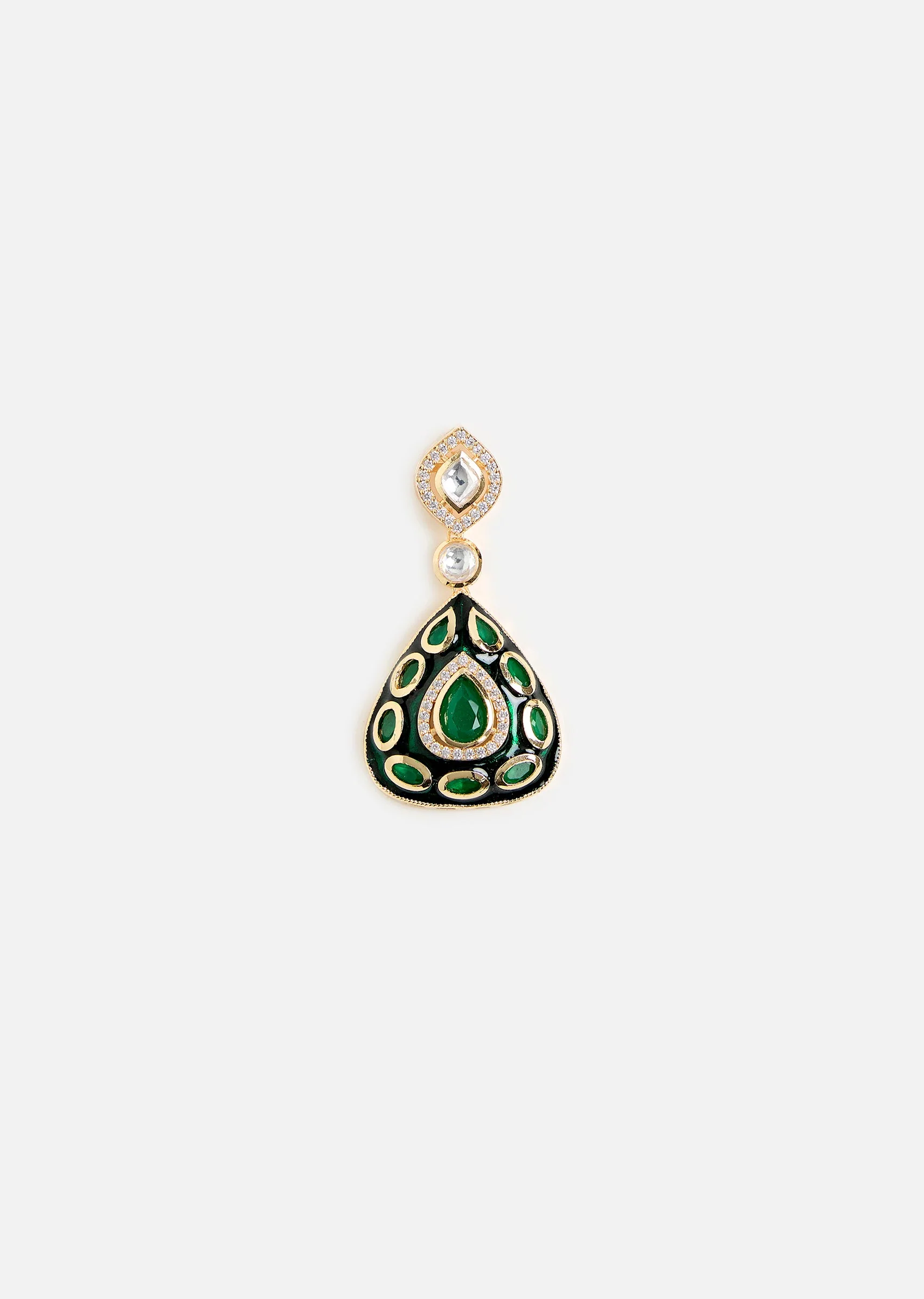 Emerald Stone Choker Set With Earrings