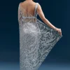 Ice Blue Heavy Embroidered Net Saree With Cutwork Border And All Over Floral Jaal