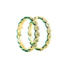 Gold Toned Green Stone And Pearl Embellished Bangles