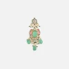 Gold Tone Choker Necklace And Earring Set With Green Bead Detailing