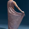 Purple Net Sequin Saree With Linear All Over Work And Hand Embroidered Floral Border