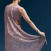 Purple Net Sequin Saree With Linear All Over Work And Hand Embroidered Floral Border