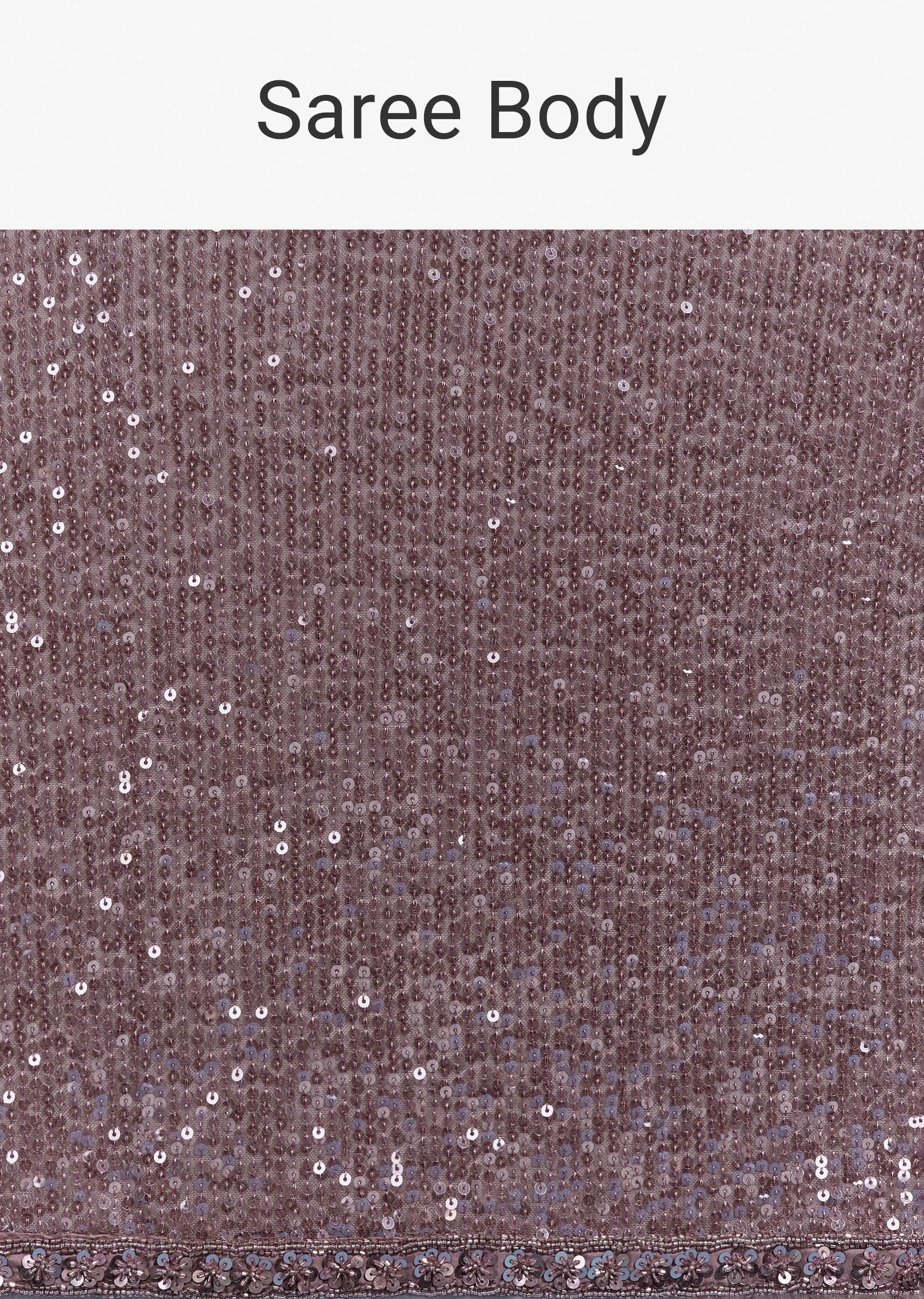 Purple Net Sequin Saree With Linear All Over Work And Hand Embroidered Floral Border