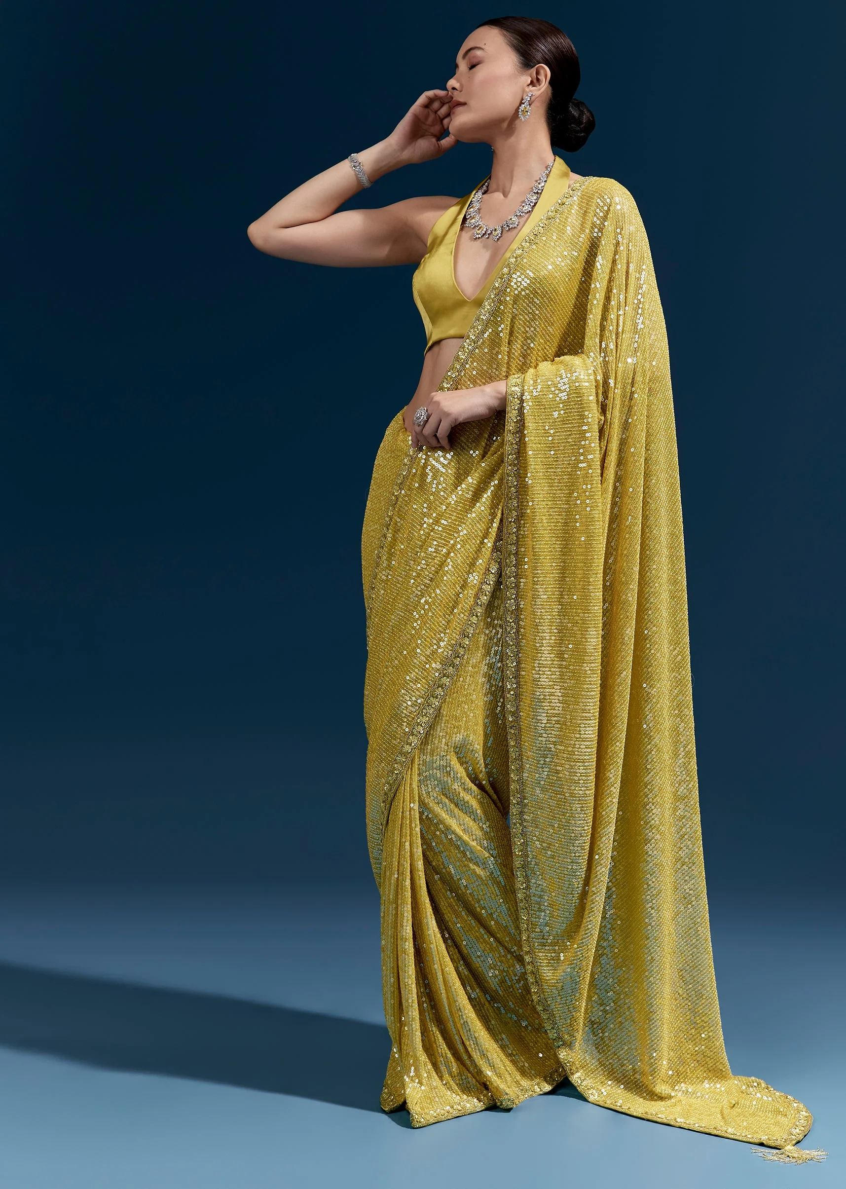 8572-unstitched-fabric-only-unstitched-fabric-only-variation-1.webp Yellow Net Sequin Saree With Linear All Over Work And Hand Embroidered Floral Border