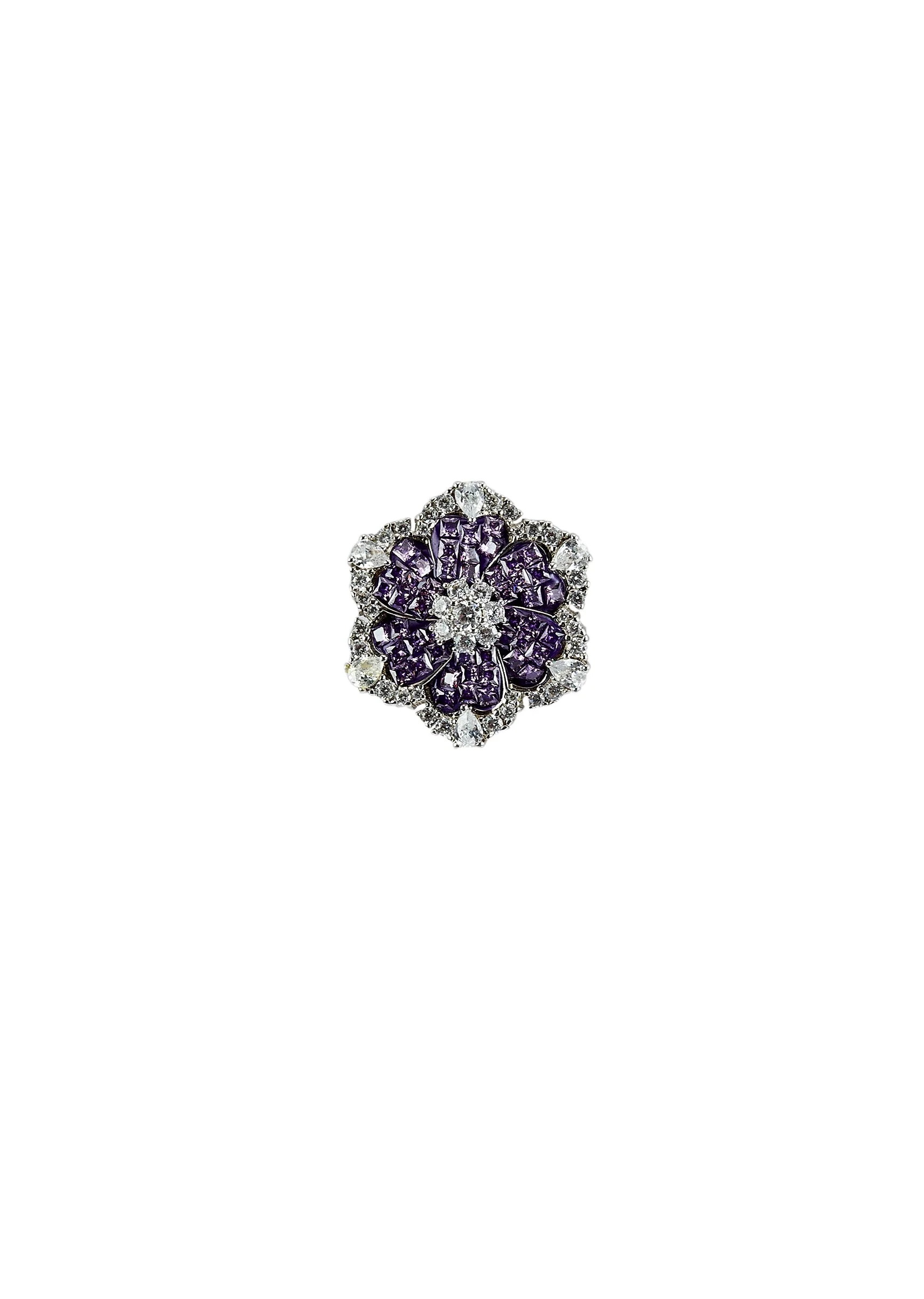 Silver Plated Purple Zircon Stud Earrings