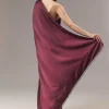 Wine Satin Blend Saree With Cut Dana And Sequin Embellished Halter Neckline Blouse