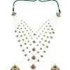 Gold Plated White Kundan Polki Long Necklace Set With Earrings