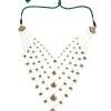 Gold Plated White Kundan Polki Long Necklace Set With Earrings