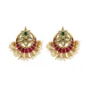 Gold Plated White Kundan Polki Long Necklace Set With Earrings
