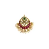 Gold Plated White Kundan Polki Long Necklace Set With Earrings