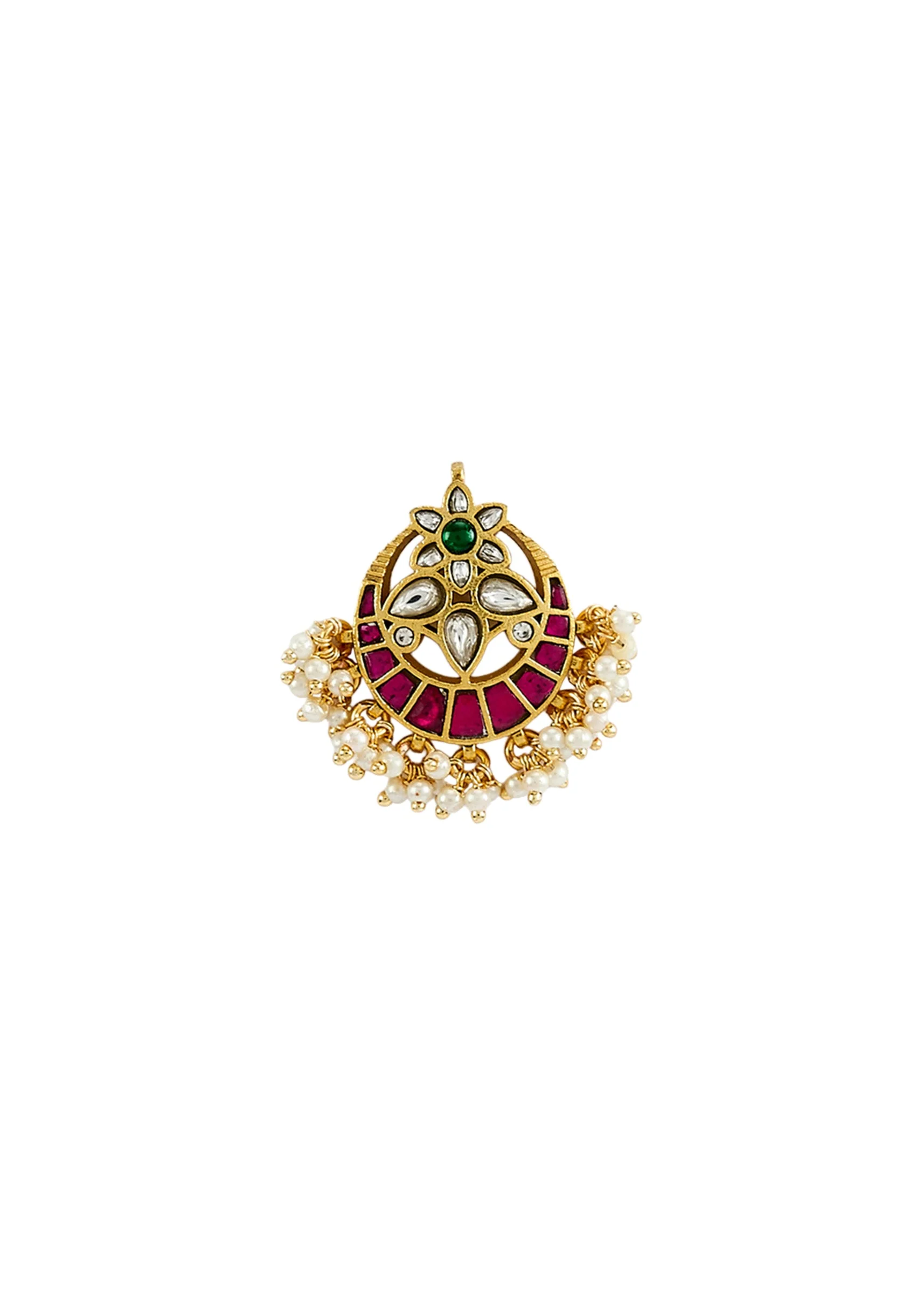 Gold Plated White Kundan Polki Long Necklace Set With Earrings