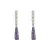 Silver Plated Purple Zircon Dangler Earrings