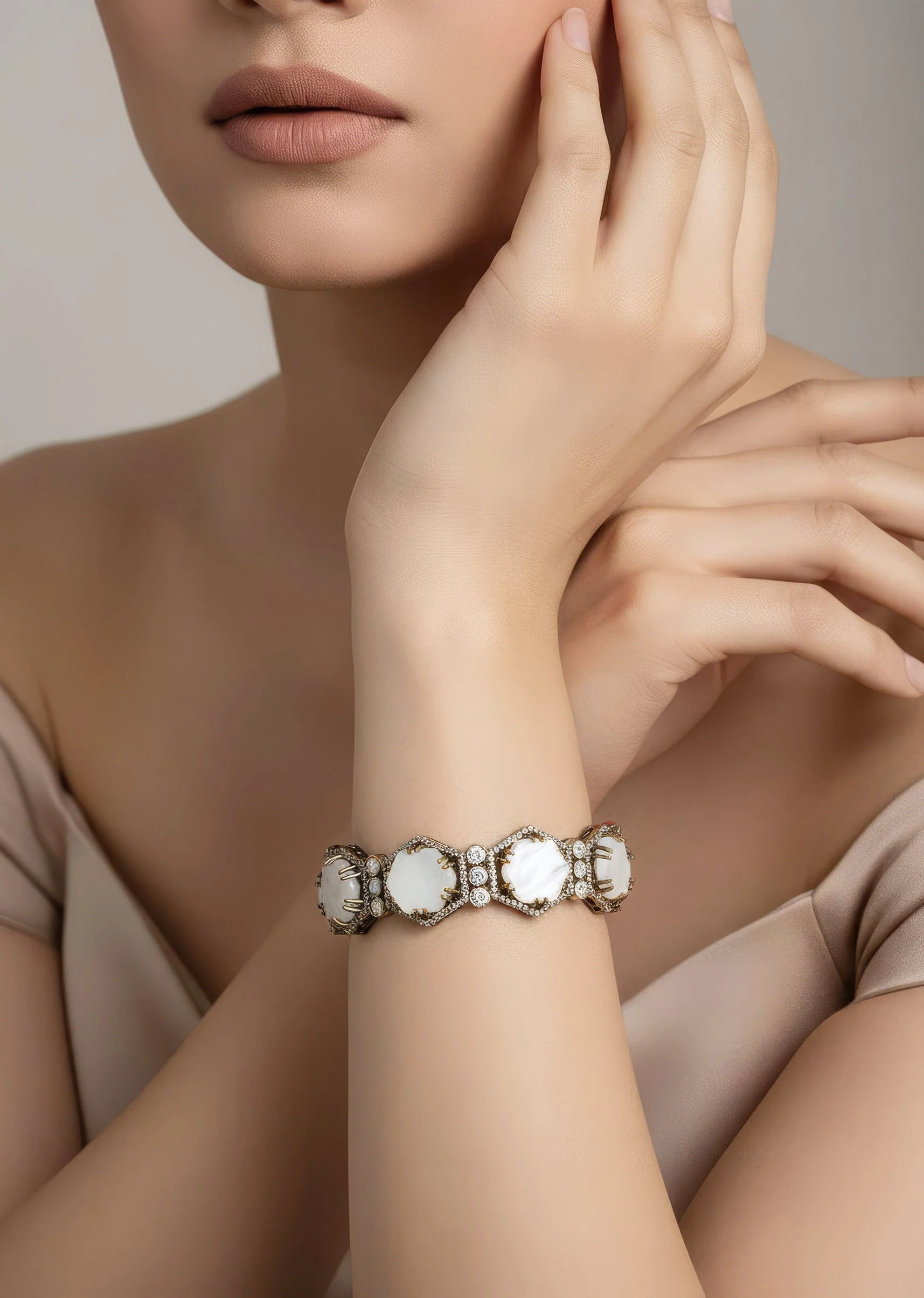 Gold Plated White Kundan Polki Bangles