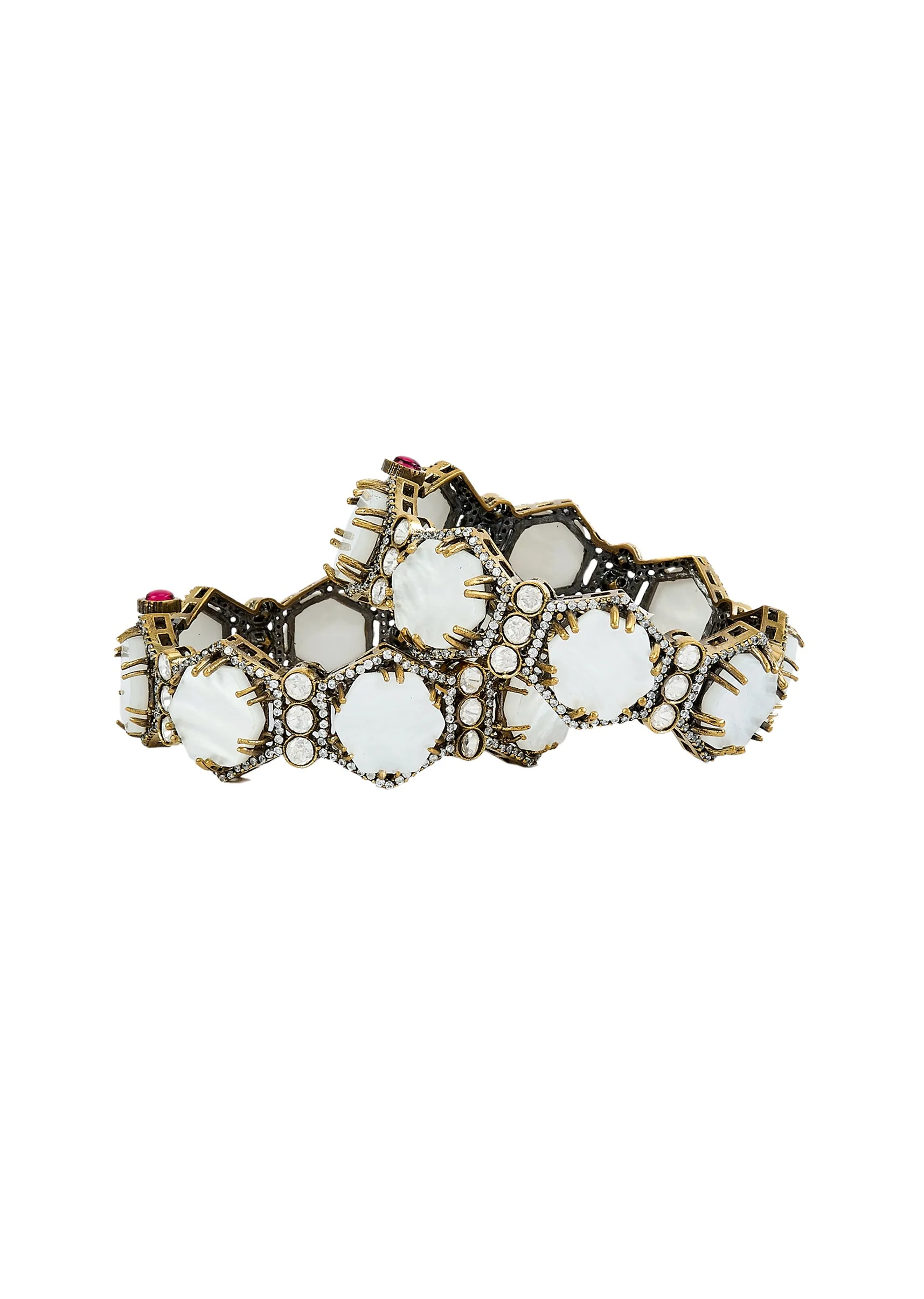 Gold Plated White Kundan Polki Bangles