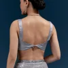 Grey Net Sequin Saree With Linear All Over Work And Hand Embroidered Floral Border