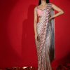 Rose Pink Ombre Ready Pleated Saree Embellished In Sequins With A Raw Silk Blouse Embellished With Sequins