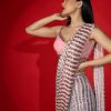 Rose Pink Ombre Ready Pleated Saree Embellished In Sequins With A Raw Silk Blouse Embellished With Sequins