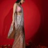 Rose Pink Ombre Ready Pleated Saree Embellished In Sequins With A Raw Silk Blouse Embellished With Sequins