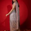 Rose Pink Ombre Ready Pleated Saree Embellished In Sequins With A Raw Silk Blouse Embellished With Sequins