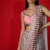 Rose Pink Ombre Ready Pleated Saree Embellished In Sequins With A Raw Silk Blouse Embellished With Sequins