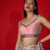 Rose Pink Ombre Ready Pleated Saree Embellished In Sequins With A Raw Silk Blouse Embellished With Sequins
