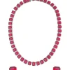 Silver Plated Red Short Necklace Set With Earrings