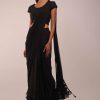 8674-pitch-black-saree-with-three-tones-of-layered-frills-on-the-bottom-embellished-in-stones-and-sequins-with-a-tassel-on-the-pallu-corner-1.jpg Pitch Black Saree With Three Tones Of Layered Frills On The Bottom Embellished In Stones And Sequins With A Tassel On The Pallu Corner