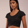 8678-us-12-us-12-variation-6.jpg Pitch Black Saree With Three Tones Of Layered Frills On The Bottom Embellished In Stones And Sequins With A Tassel On The Pallu Corner
