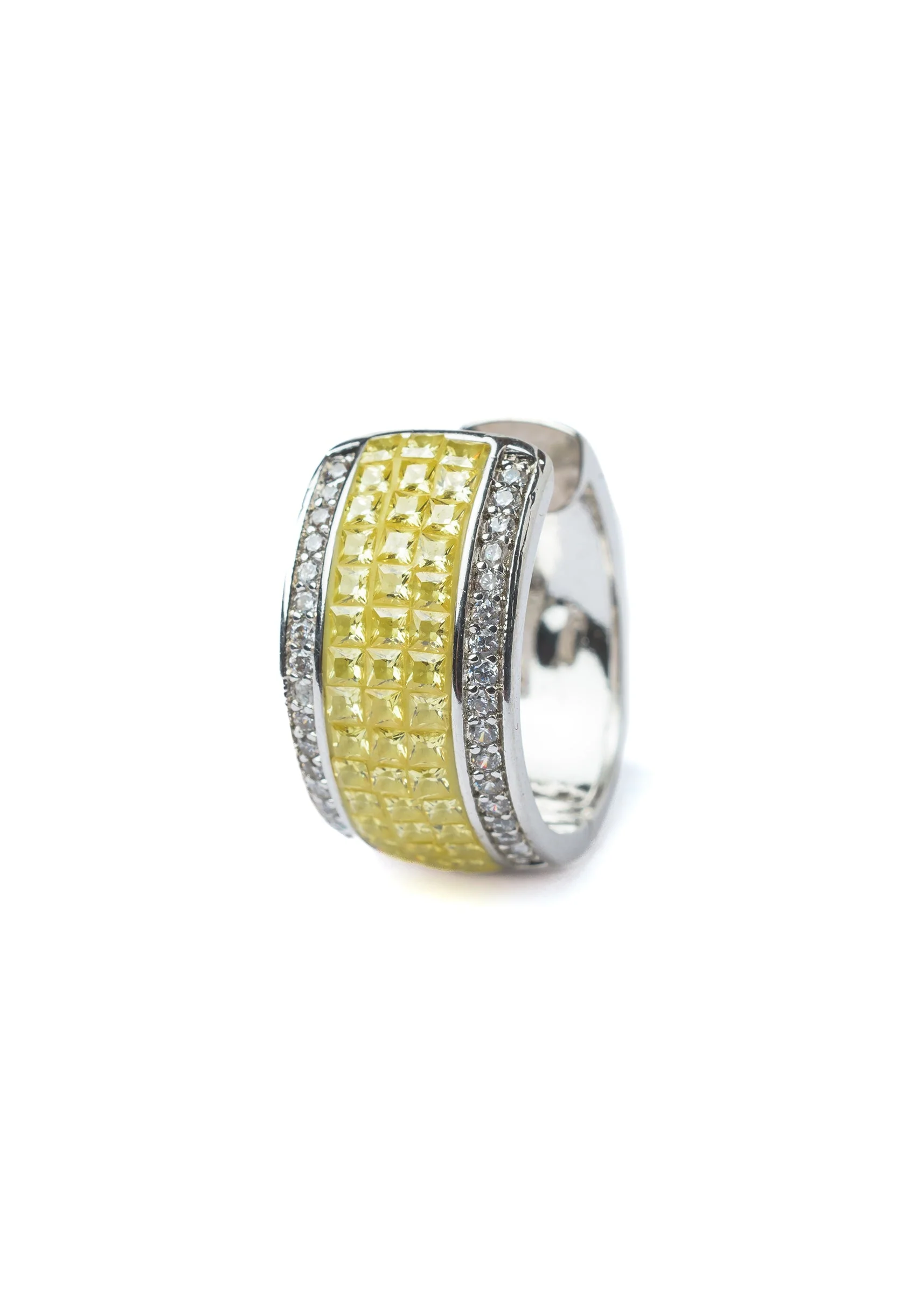 Silver Plated Yellow Hoop Earrings