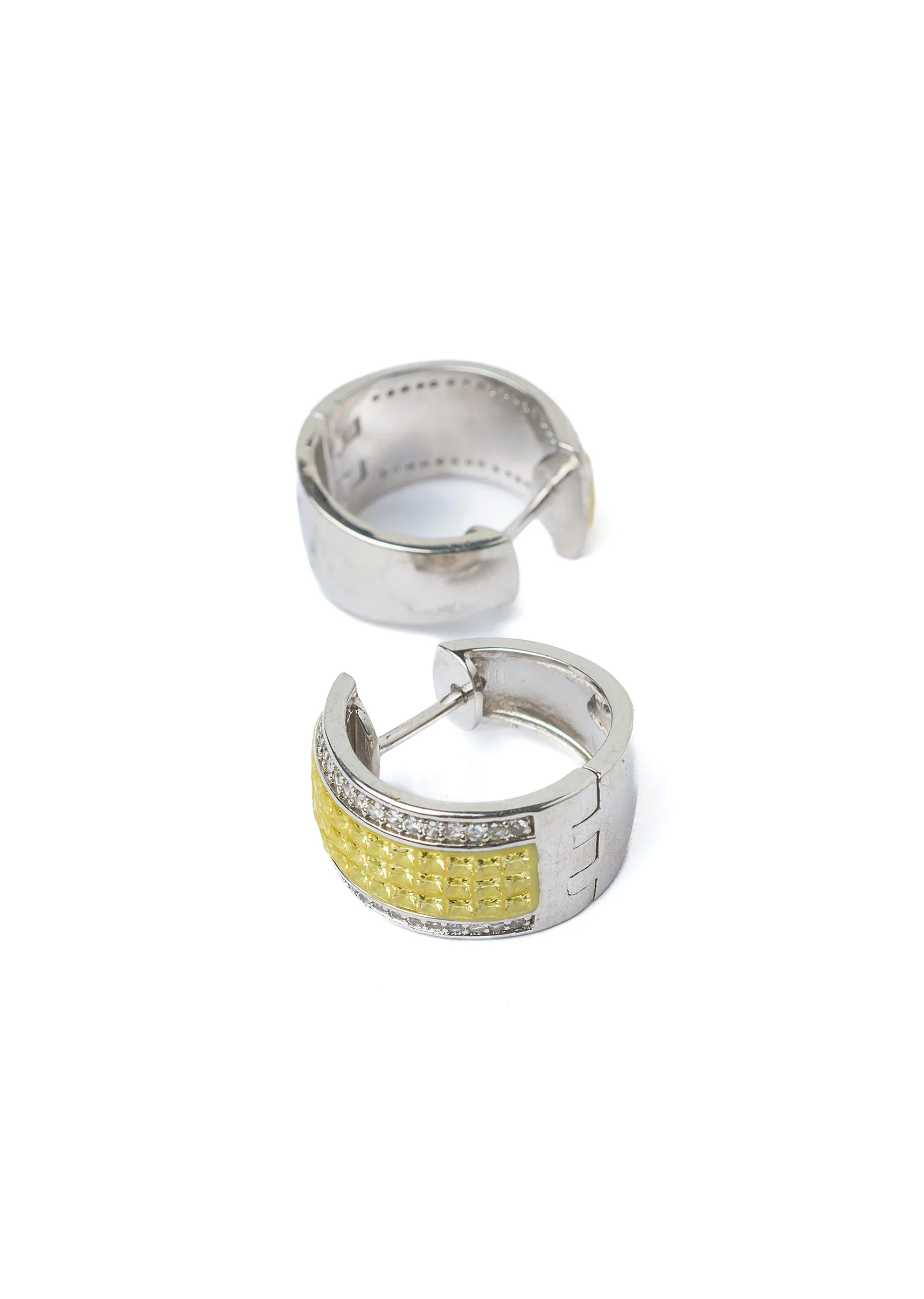 Silver Plated Yellow Hoop Earrings