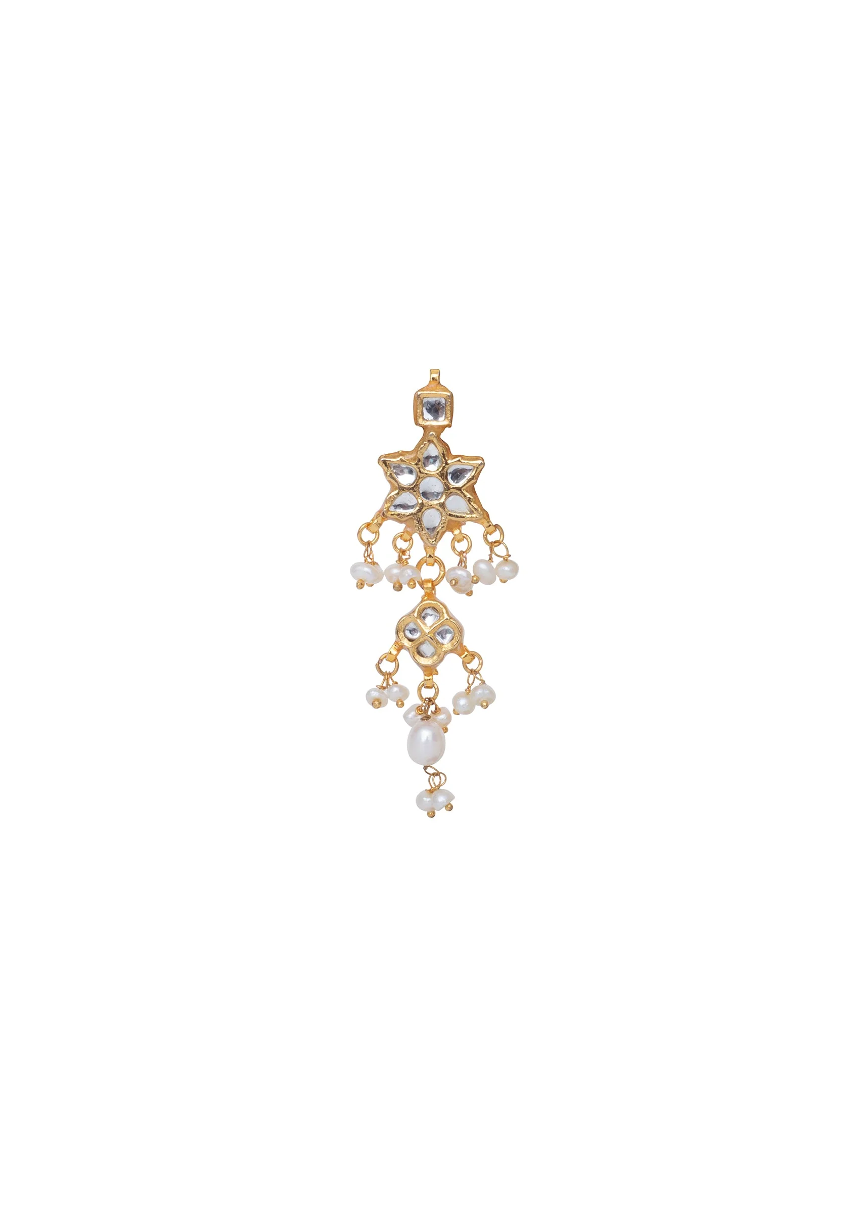 Gold Plated Kundan Long Necklace Set With Earrings