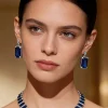 Silver Plated Blue Short Necklace Set With Earrings