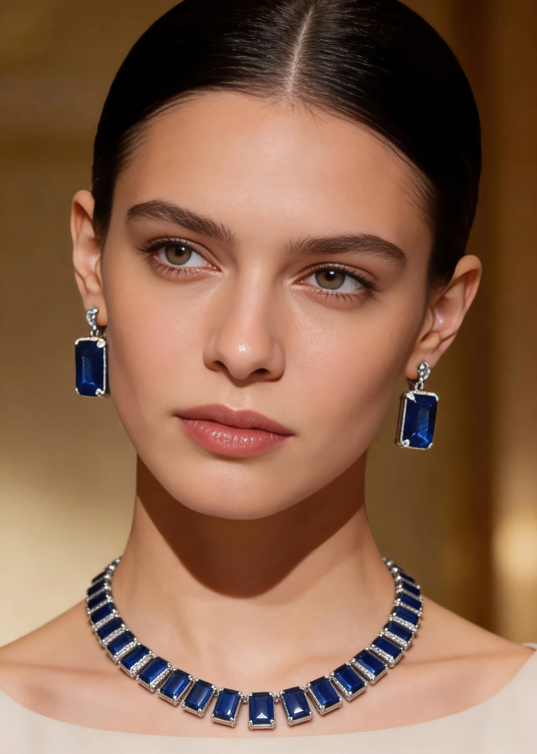 Silver Plated Blue Short Necklace Set With Earrings