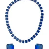 Silver Plated Blue Short Necklace Set With Earrings