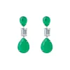 Silver Plated Green Diamond Drop Earrings