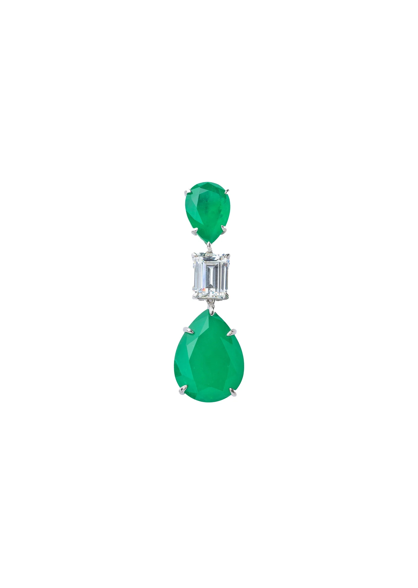 Silver Plated Green Diamond Drop Earrings