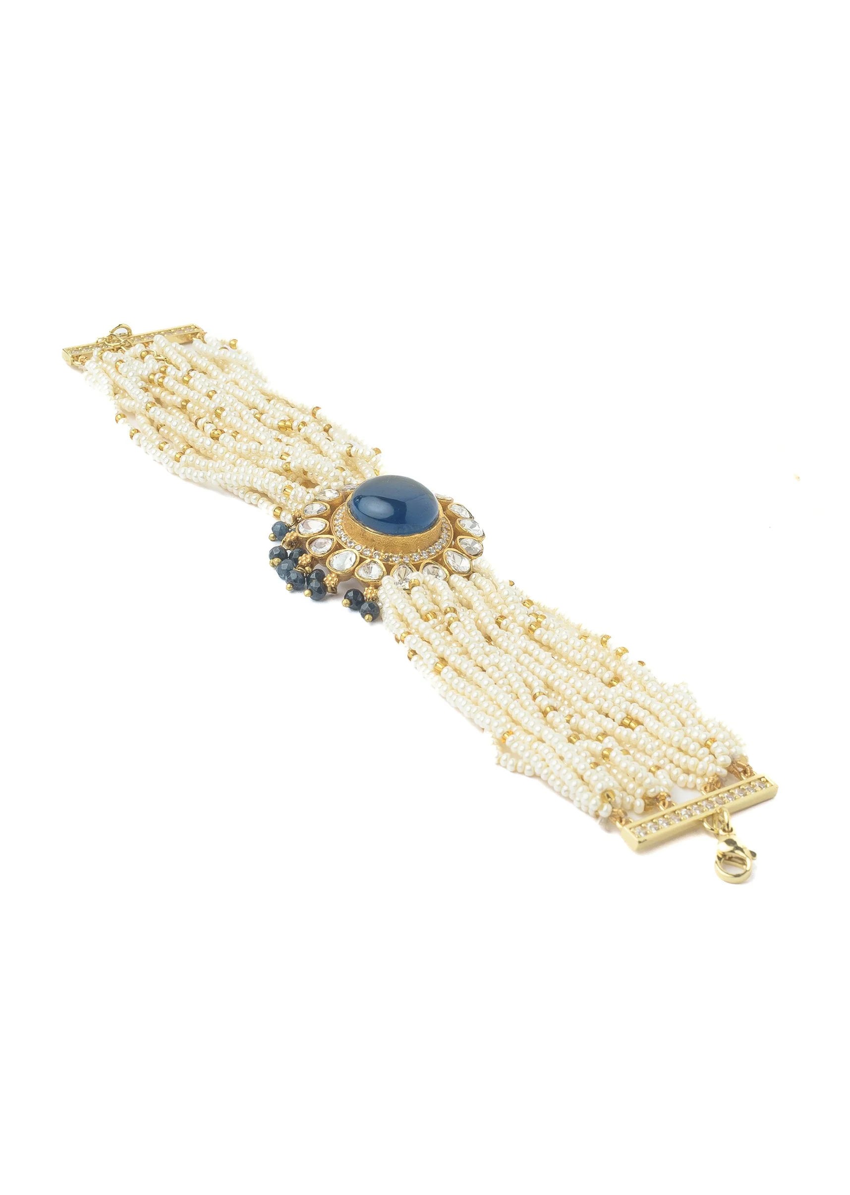 Gold Plated Blue Beaded Bracelet