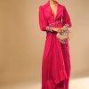8756-hot-pink-dress-with-a-chunky-embroidered-bishop-sleeves-and-collar-neckline-1.jpg Hot Pink Dress With A Chunky Embroidered Bishop Sleeves And Collar Neckline