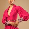 8756-hot-pink-dress-with-a-chunky-embroidered-bishop-sleeves-and-collar-neckline-2.jpg Hot Pink Dress With A Chunky Embroidered Bishop Sleeves And Collar Neckline