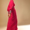 8756-hot-pink-dress-with-a-chunky-embroidered-bishop-sleeves-and-collar-neckline-6.jpg Hot Pink Dress With A Chunky Embroidered Bishop Sleeves And Collar Neckline