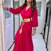 8756-hot-pink-dress-with-a-chunky-embroidered-bishop-sleeves-and-collar-neckline-9.webp Hot Pink Dress With A Chunky Embroidered Bishop Sleeves And Collar Neckline