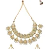 Gold Plated Kundan Polki Necklace And Earrings Set